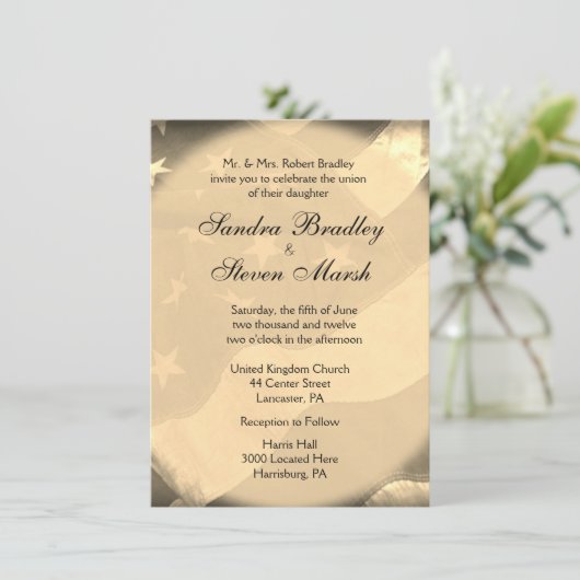 Verouderde Amerikaanse uitnodigingen over het huwe (Staand voorkant)