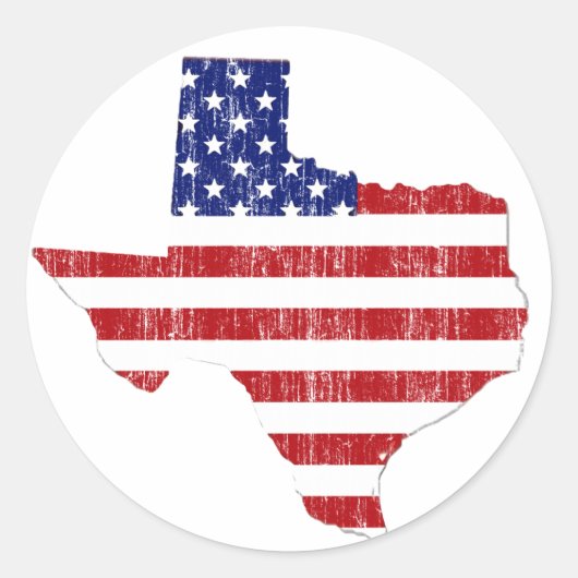 VEROUDERDE AMERIKAANSE VLAG TEXAS RONDE STICKER (Voorkant)