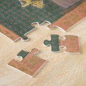 Verouderde azijn op een tijgerhuid buiten een buil legpuzzel (Zijkant)