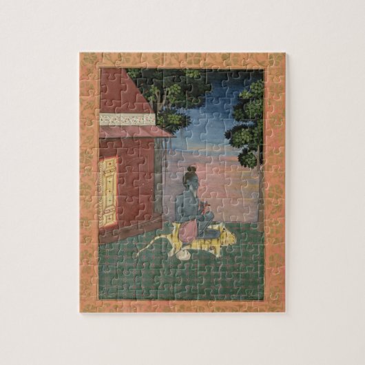 Verouderde azijn op een tijgerhuid buiten een buil legpuzzel (Verticaal)