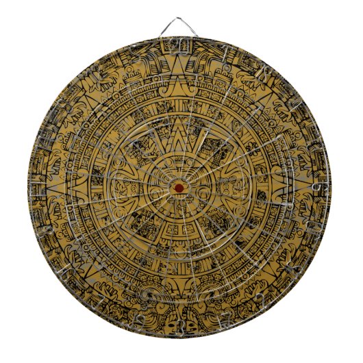 Verouderde Azteekse Zonsteen Kalender Dartbord (Voorkant)