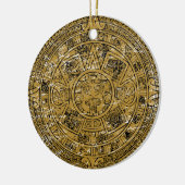 Verouderde Azteekse Zonsteen Kalender Keramisch Ornament (Links)