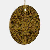 Verouderde Azteekse Zonsteen Kalender Keramisch Ornament (Rechts)