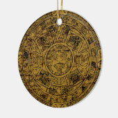 Verouderde Azteekse Zonsteen Kalender Keramisch Ornament (Links)