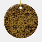 Verouderde Azteekse Zonsteen Kalender Keramisch Ornament (Achterkant)