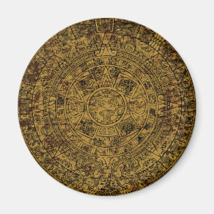 Verouderde Azteekse Zonsteen Kalender Magneet