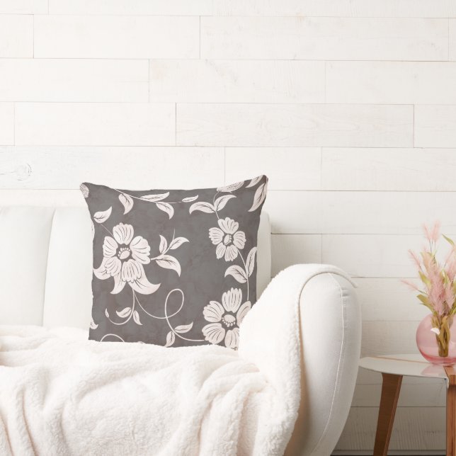 Verouderde  bruine bloemen kussen (Bank)