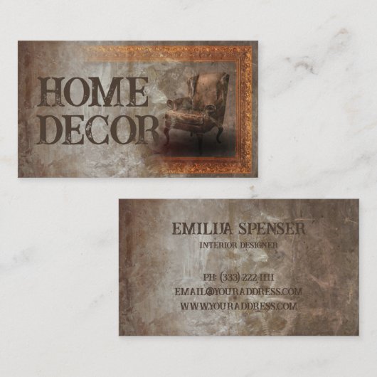 Verouderde  Classic Interieur Designer Kaart Visitekaartje (Voorkant / Achterkant)