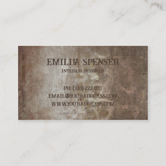 Verouderde  Classic Interieur Designer Kaart Visitekaartje (Achterkant)