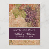 Verouderde druif Wijngaard Bewaar de datum Post Ka Aankondigingskaart (Voorkant)