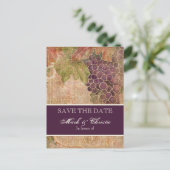 Verouderde druif Wijngaard Bewaar de datum Post Ka Aankondigingskaart (Staand voorkant)