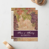 Verouderde druif wijngaard bruiloft briefpapier -  notitiekaartje (Voorkant / Achterkant in situ)