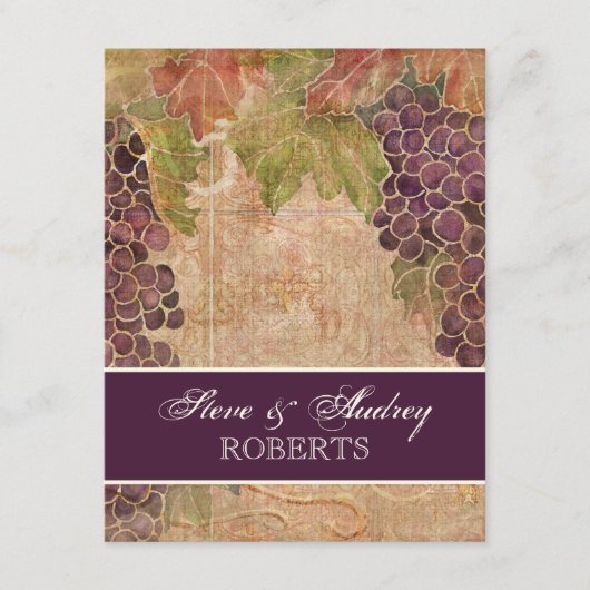 Verouderde druif wijngaard bruiloft briefpapier -  notitiekaartje (Voorkant)