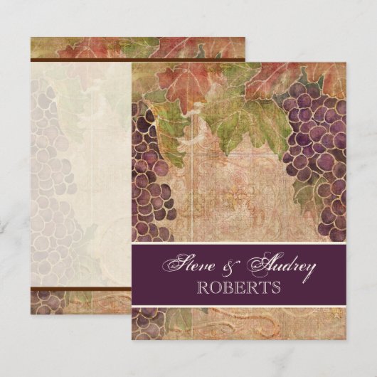 Verouderde druif wijngaard bruiloft briefpapier - notitiekaartje (Voorkant / Achterkant)