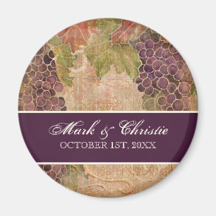 Verouderde druif wijngaard bruiloft magneet