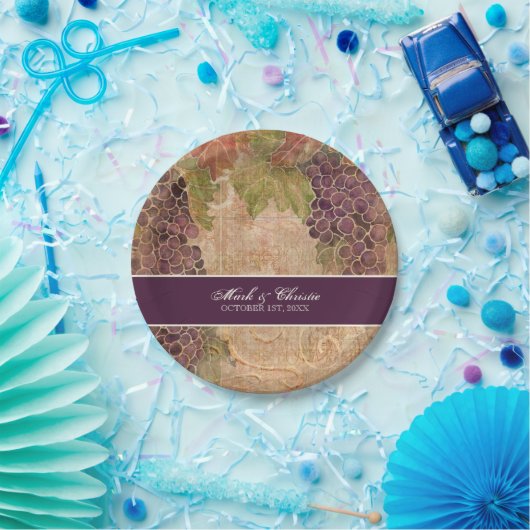 Verouderde druif wijngaard bruiloft receptie Decor Papieren Bordje (Feest)