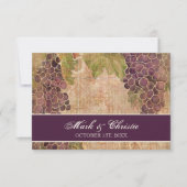 Verouderde druif wijngaard bruiloft RSVP Respons K (Voorkant)
