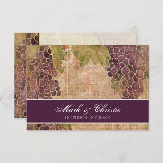 Verouderde druif wijngaard bruiloft RSVP Respons K (Voorkant / Achterkant)