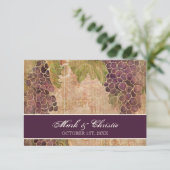 Verouderde druif wijngaard bruiloft RSVP Respons K Kaartje (Staand voorkant)