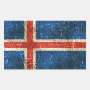  verouderde en bekrast vlag van IJsland Rechthoekige Sticker