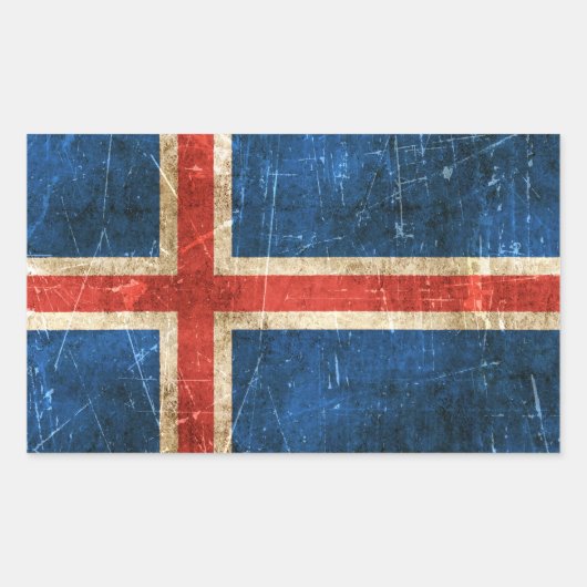  verouderde en bekrast vlag van IJsland Rechthoekige Sticker (Voorkant)