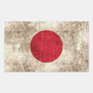  verouderde en bekrast vlag van Japan Rechthoekige Sticker