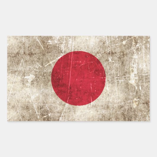  verouderde en bekrast vlag van Japan Rechthoekige Sticker (Voorkant)