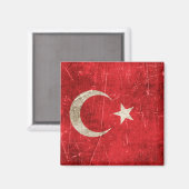 verouderde en bekrast vlag van Turkije Magneet (Voorkant / Achterkant)