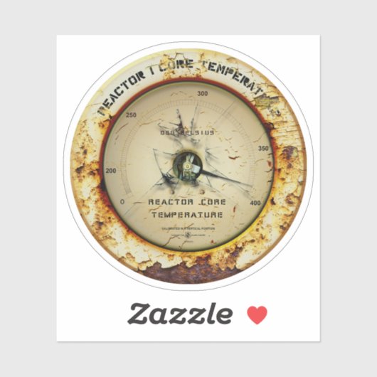 Verouderde en beschadigde kernreactor kerntemperat sticker (Vel)