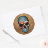 Verouderde en versleten Colorado Flag Skull Ronde Sticker (Envelop)