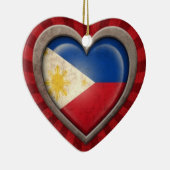 Verouderde Filippijnse vlag Hart met lichte strale Keramisch Ornament (Rechts)