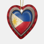 Verouderde Filippijnse vlag Hart met lichte strale Keramisch Ornament (Links)