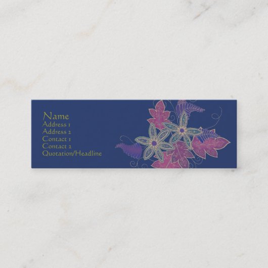 Verouderde Floral Profile Card Mini Visitekaartje (Voorkant)