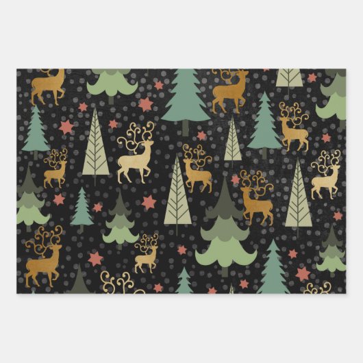 Verouderde kerstbomen inpakpapier vel (Voorkant)