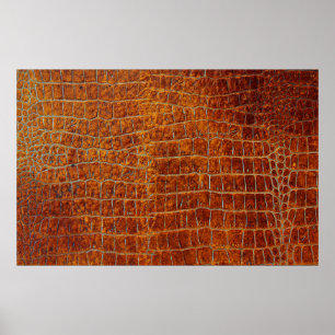 Verouderde ledertextuur van bruin dierenleder poster