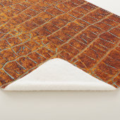 Verouderde ledertextuur van bruin dierenleder sherpa deken (3/4)