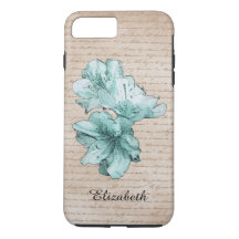 Verouderde letter Aqua Geïllustreerde bloem Naam a