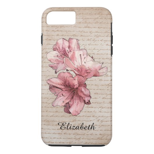 Verouderde letter Roze geïllustreerde bloem Naam a Case-Mate iPhone Case (Achterkant)