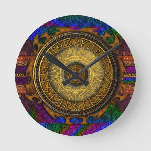 Verouderde mystieke koepel van magische cellen en  ronde klok (Voorkant)