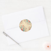 Verouderde pracht, perzik shabby chic ronde sticker (Envelop)