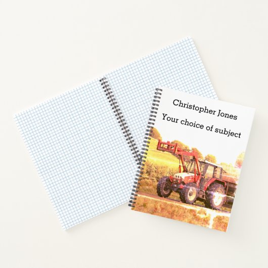 Verouderde rode grays Linkon tractor, jouw naam Notitieboek (Binnen)