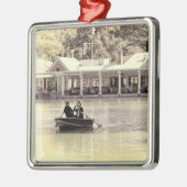 Verouderde Rowboot Foto van Central Park Metalen Ornament (Links)