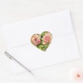 Verouderde roze rozen (hartvormige Stickers) Hart Sticker (Envelop)