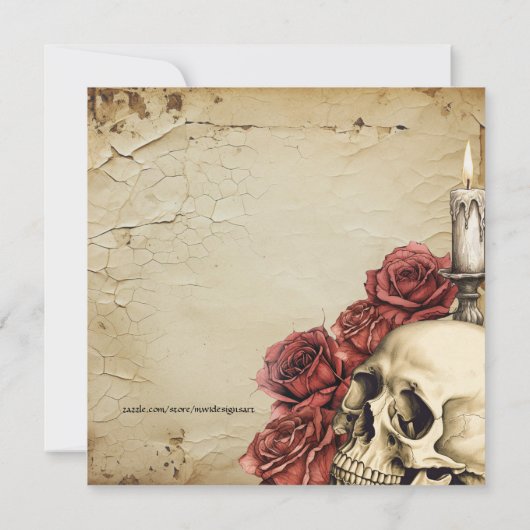 Verouderde Rozen en Spooky Skull Halloween Party (Achterkant)