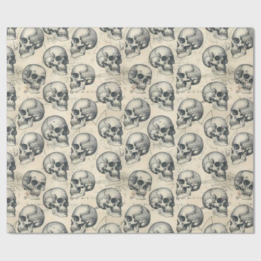  verouderde schedels Halloween Gothic Pattern Cadeaupapier (Vlak)