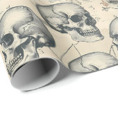 verouderde schedels Halloween Gothic Pattern Cadeaupapier (Rol Hoek)