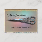 Verouderde Scissors Chic Hair Stylist Professional Visitekaartje (Voorkant)