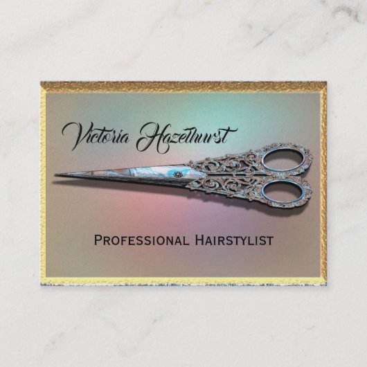 Verouderde Scissors Chic Hair Stylist Professional Visitekaartje (Voorkant)