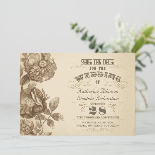  verouderde typografie Sla de datum op Save The Date (Staand voorkant)