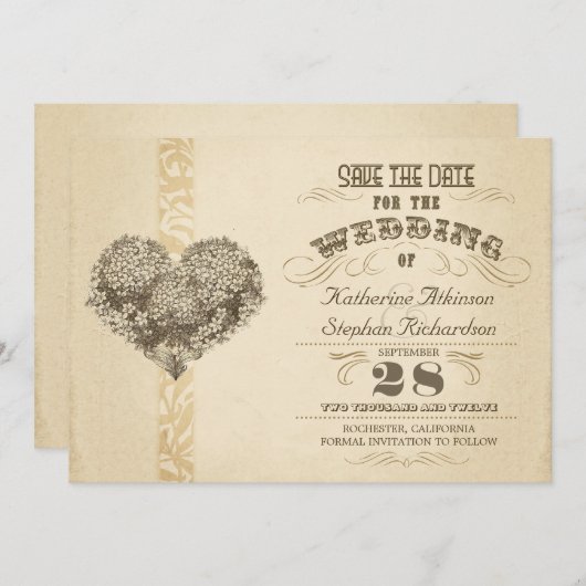  verouderde typografie Sla de datum op Save The Date (Voorkant / Achterkant)